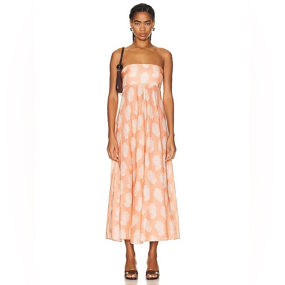 ZIMMERMANNDevi Bandeau Coral Paisley Midi Dress